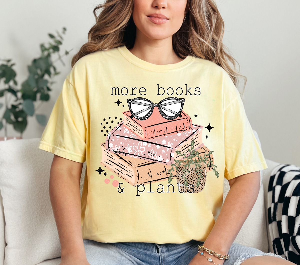More books & plants book stack (Linda) DTF Transfer