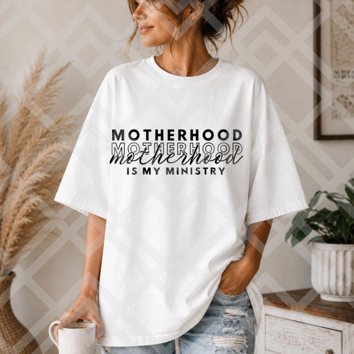 Motherhood is my ministry stacked BLACK (Parker) DTF Transfer