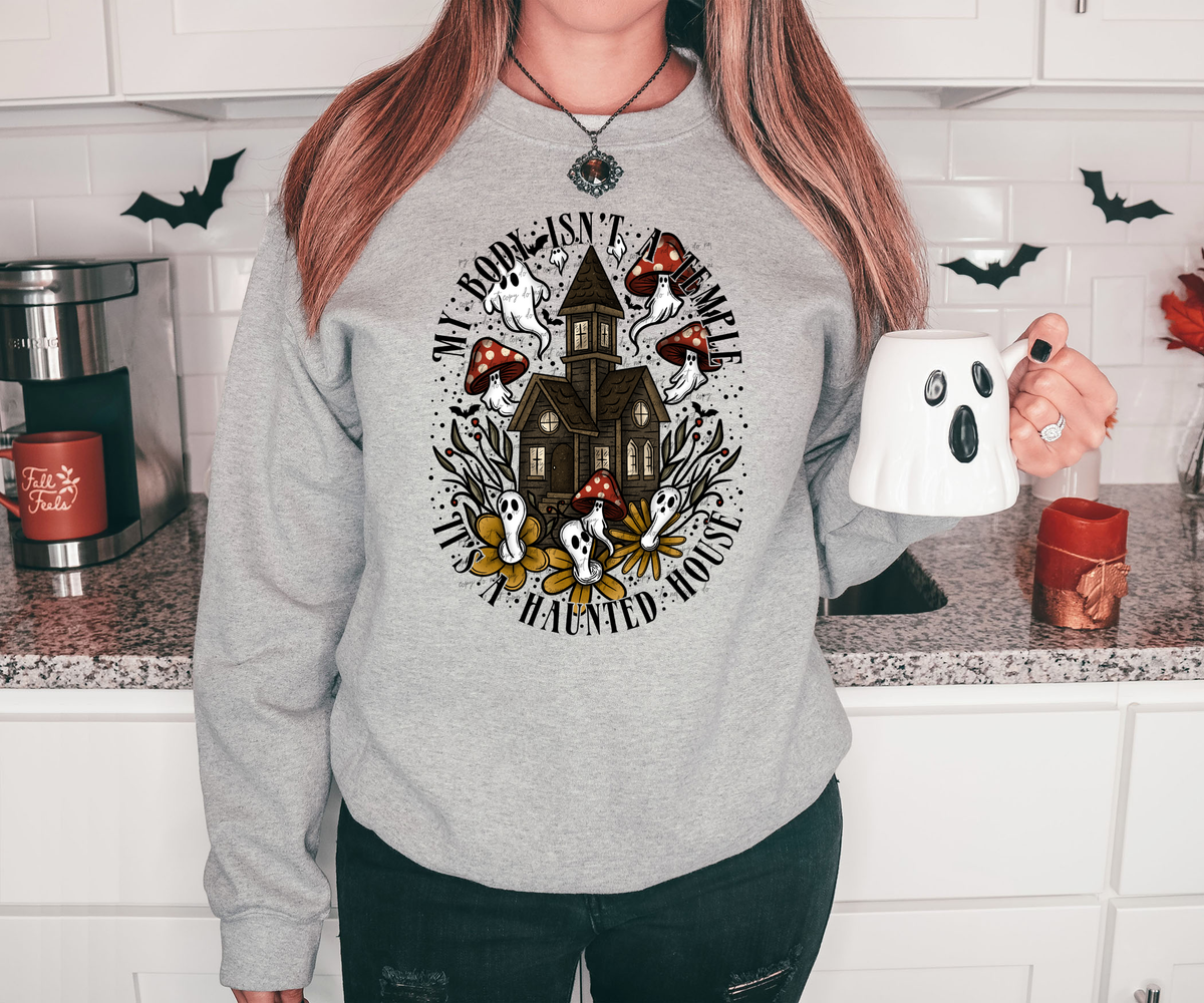 My Body Isn't A Temple It's A Haunted House Black 42803 DTF transfer