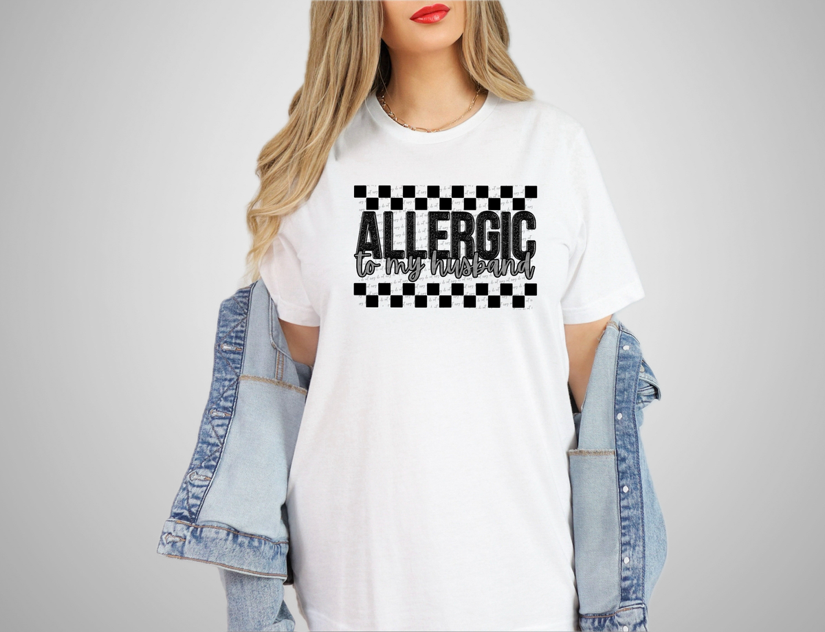 Allergic To My Husband Embroidered Checkered 46315 DTF transfer
