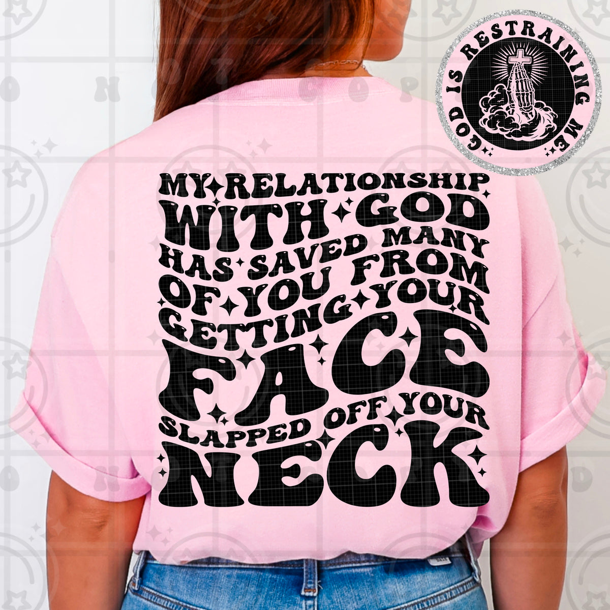 My relationship with god (POCKET ONLY) (HW) DTF Transfer