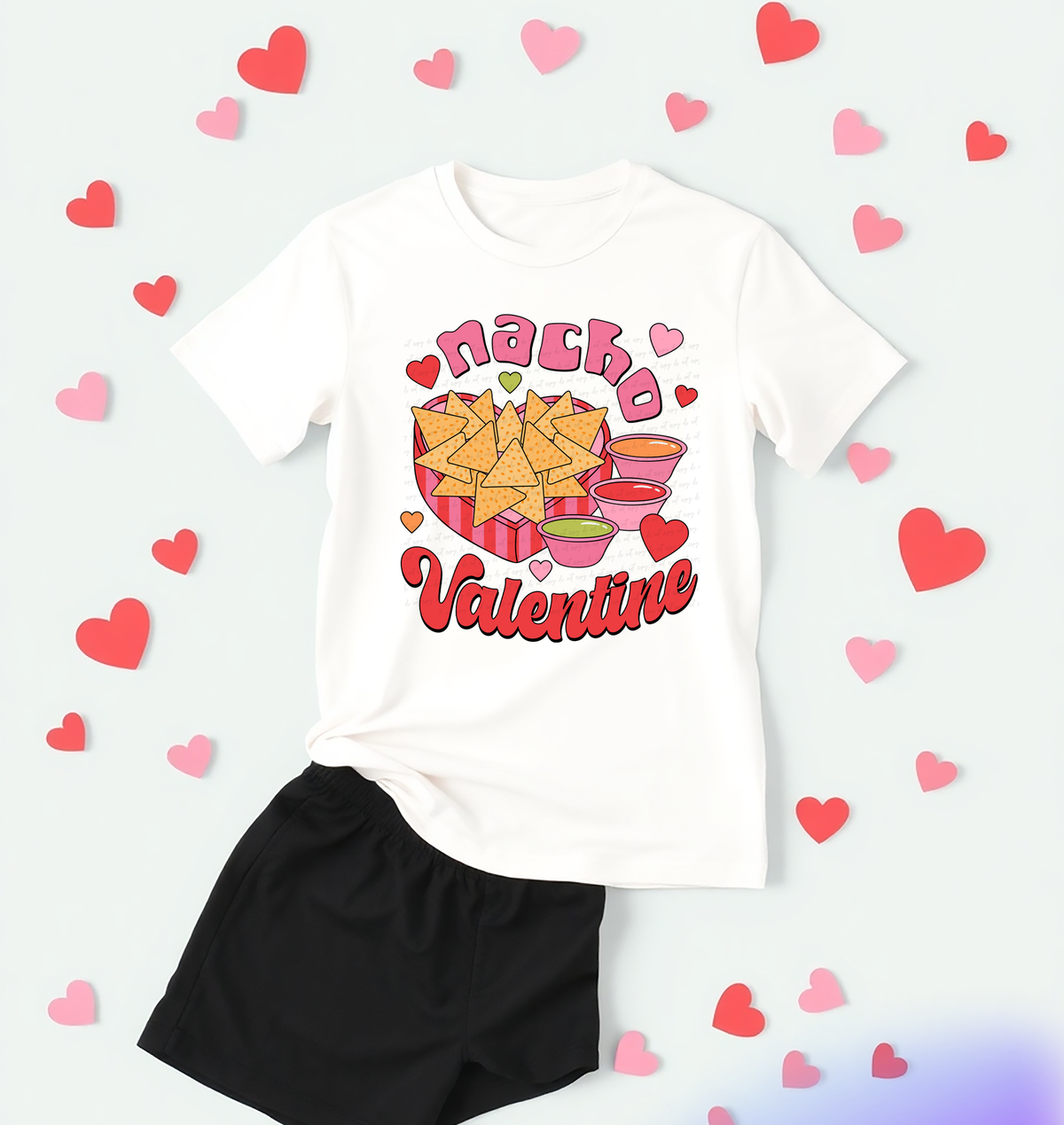 Nacho Valentine Hearts Stripe 81617 DTF Transfer