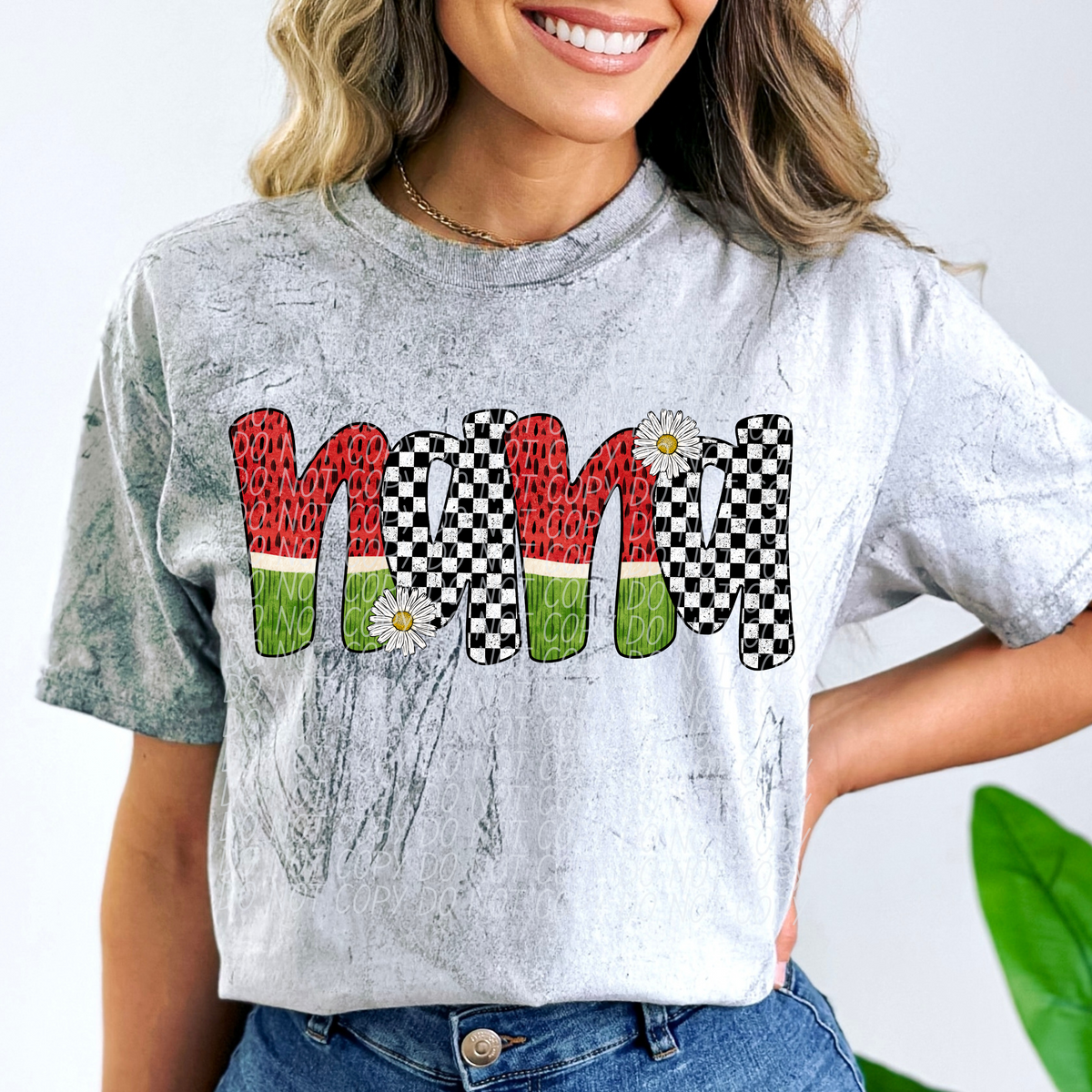 Nana Watermelon Checkered Font (City) DTF transfer