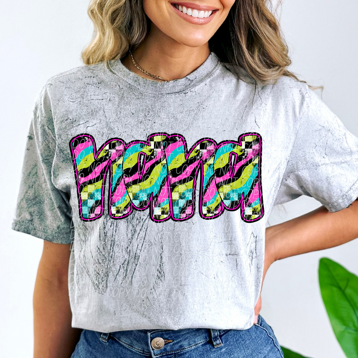 Nana Neon Checker Font (CITY) DTF transfer