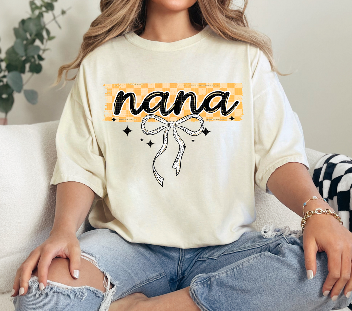 Nana CHECKERED background (Linda) DTF Transfer