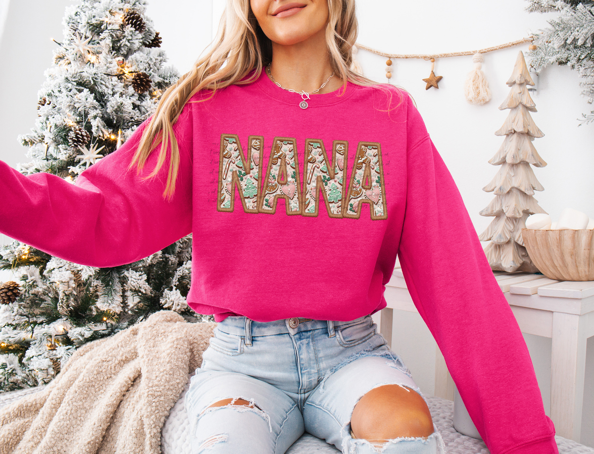 Nana Gingerbread Faux Embroidery 61936 DTF transfer