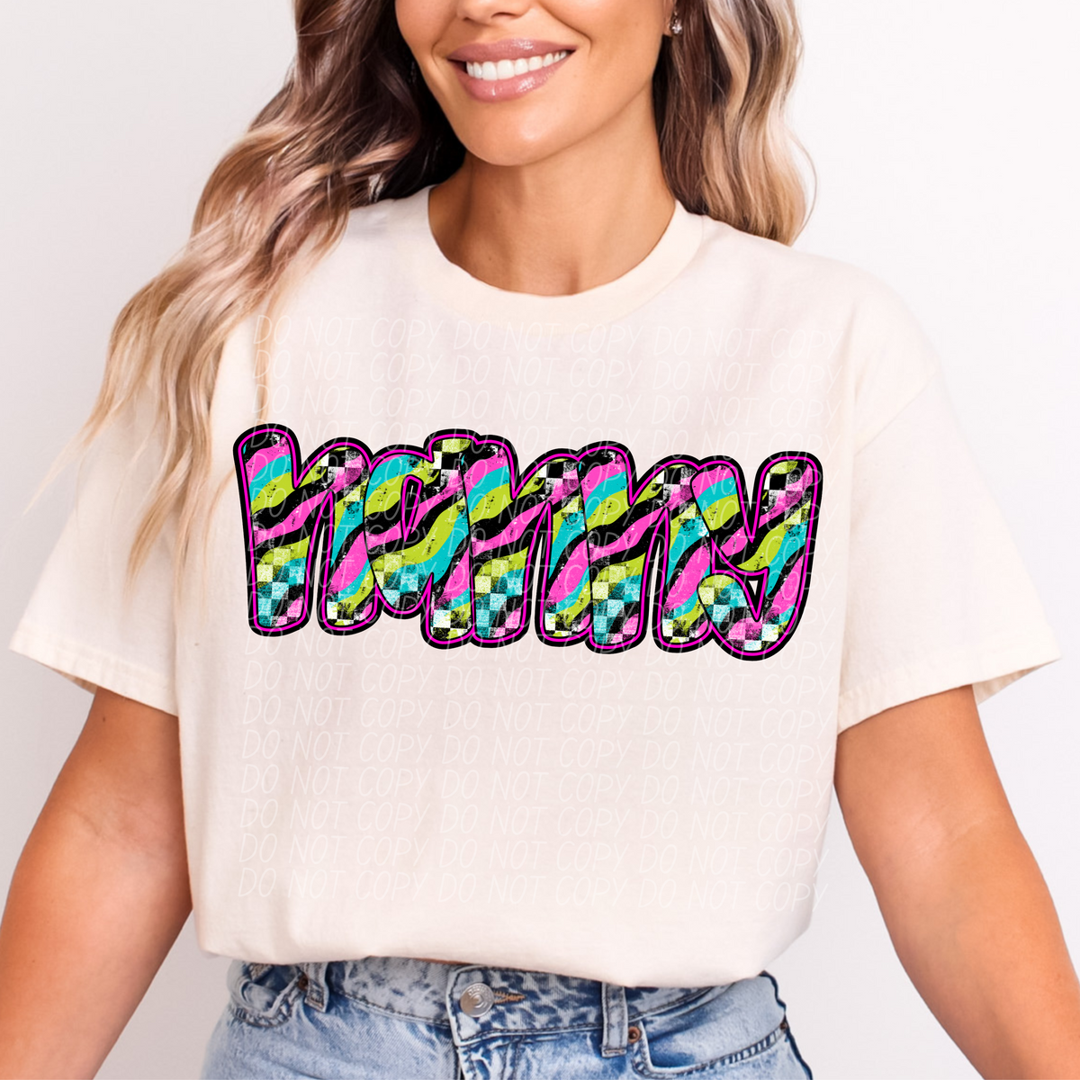 Nanny Neon Checker Font (CITY) DTF transfer