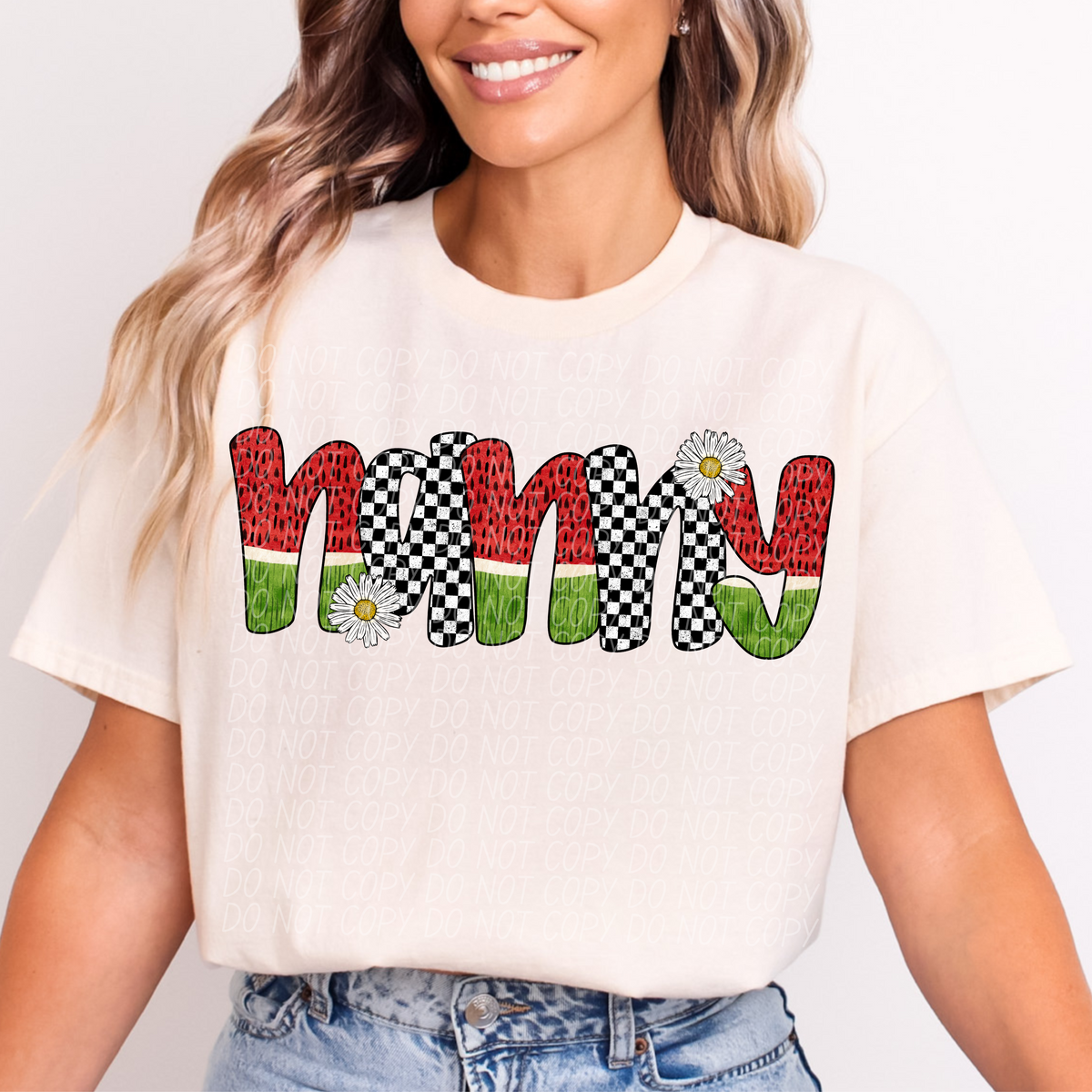 Nanny Watermelon Checkered Font (City) DTF transfer