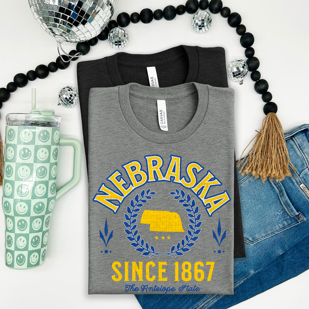 Nebraska Varsity Letters YELLOW and BLUE 105094 DTF transfer