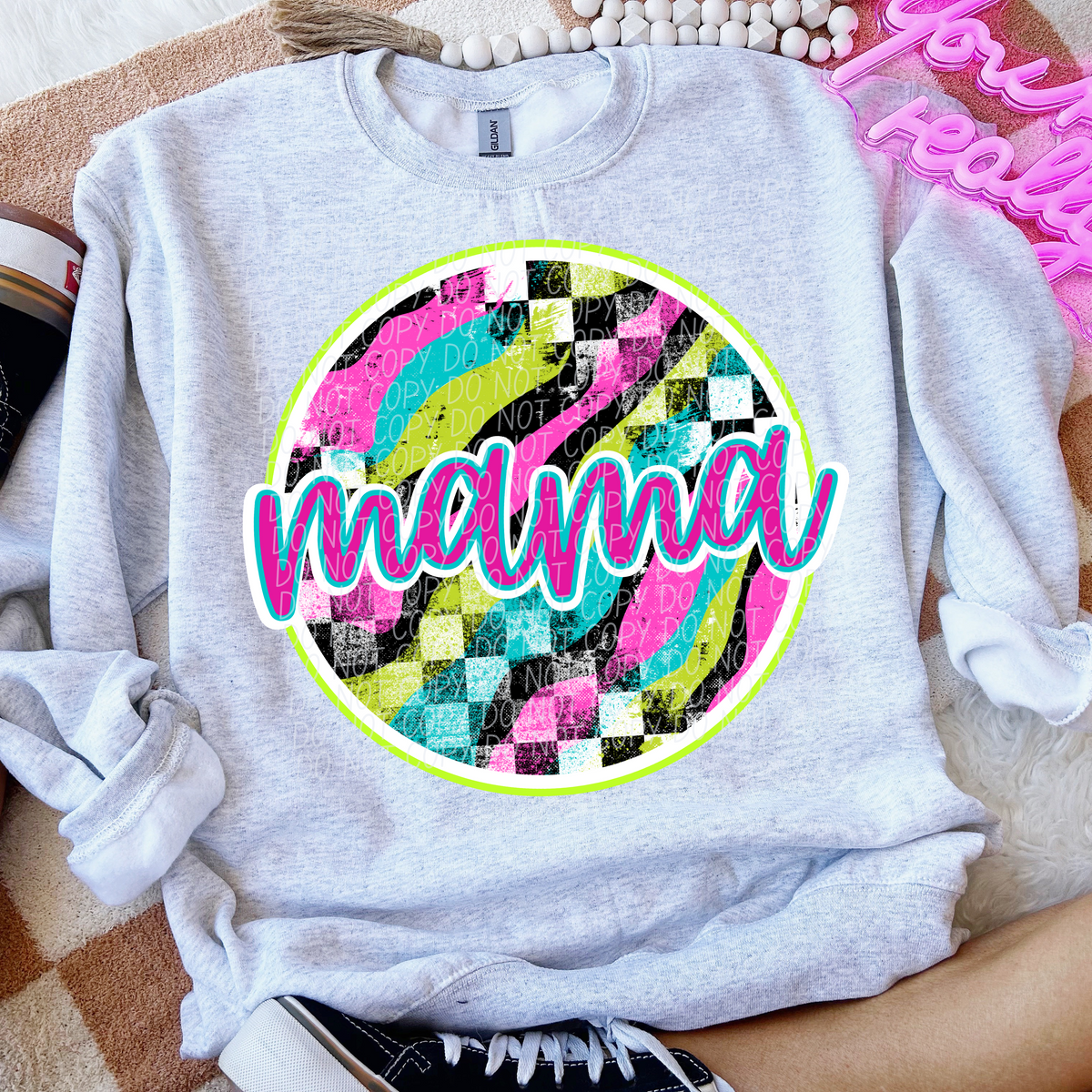 Mama Circle Neon Checkered (CITY) DTF transfer