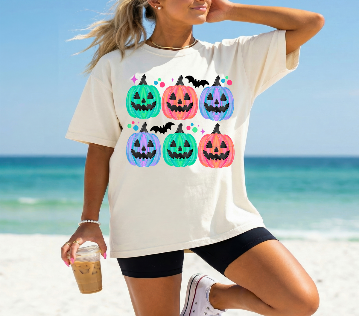 Jack o lantern multicolored grid (Linda) DTF Transfer