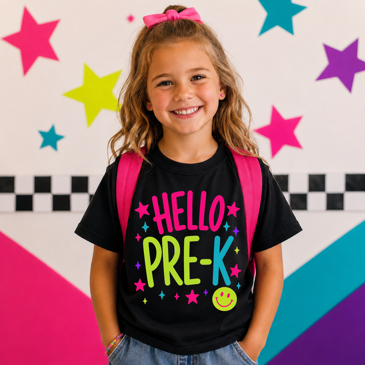 Hello Pre-K Yellow Smiley (Parker) DTF transfer