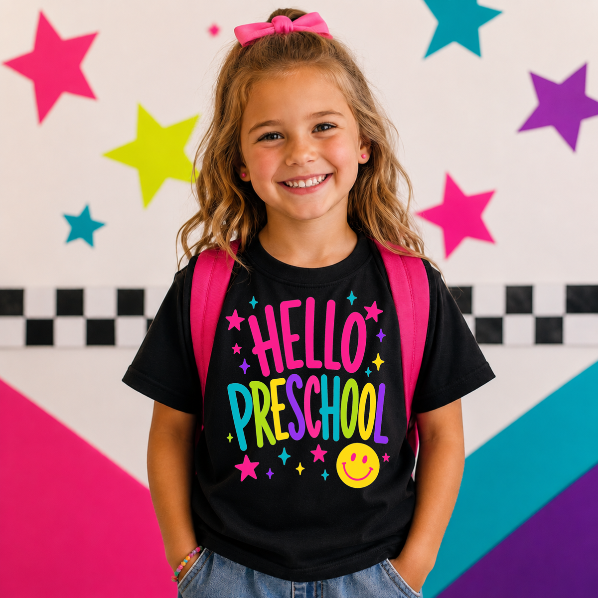 Hello Preschool Yellow Smiley (Parker) DTF transfer