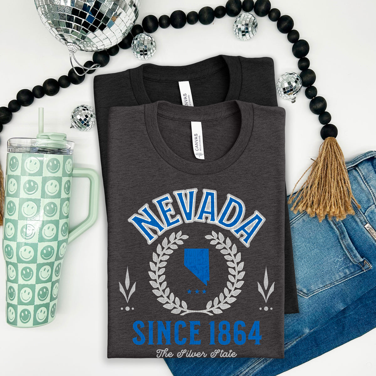 Nevada Varsity Letters WHITE and BLUE 105111 DTF transfer