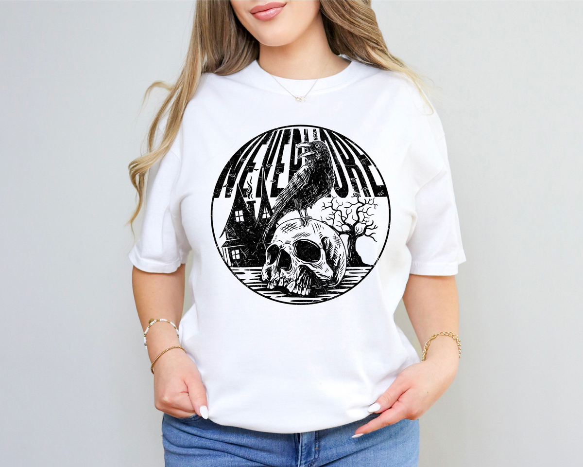 Nevermore Circle Skull and Bird 116340 DTF transfer