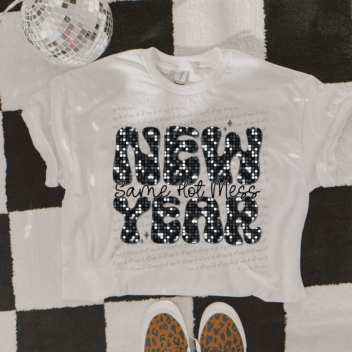 New Year Same Hot Mess Disco Font 116946 DTF Transfer
