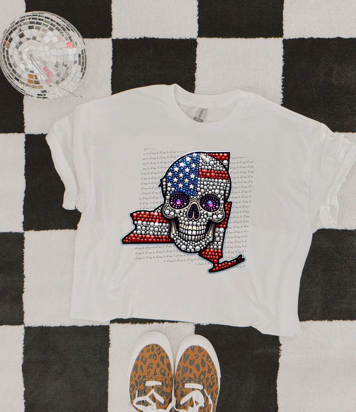 New York Rhinestone Skull 42603 DTF transfer