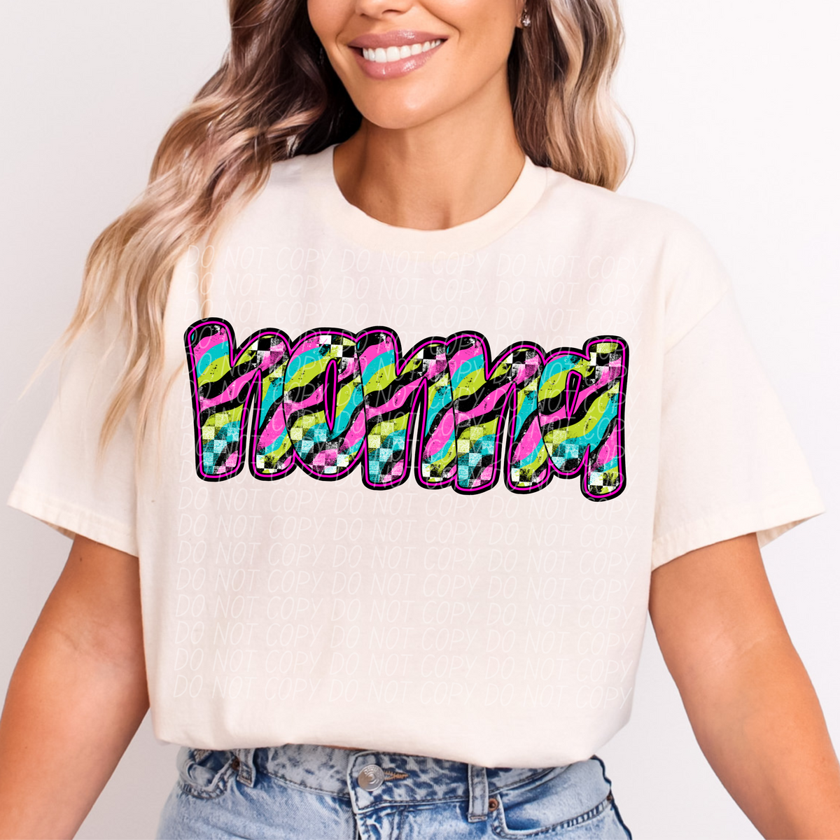Nonna Neon Checker Font (CITY) DTF transfer