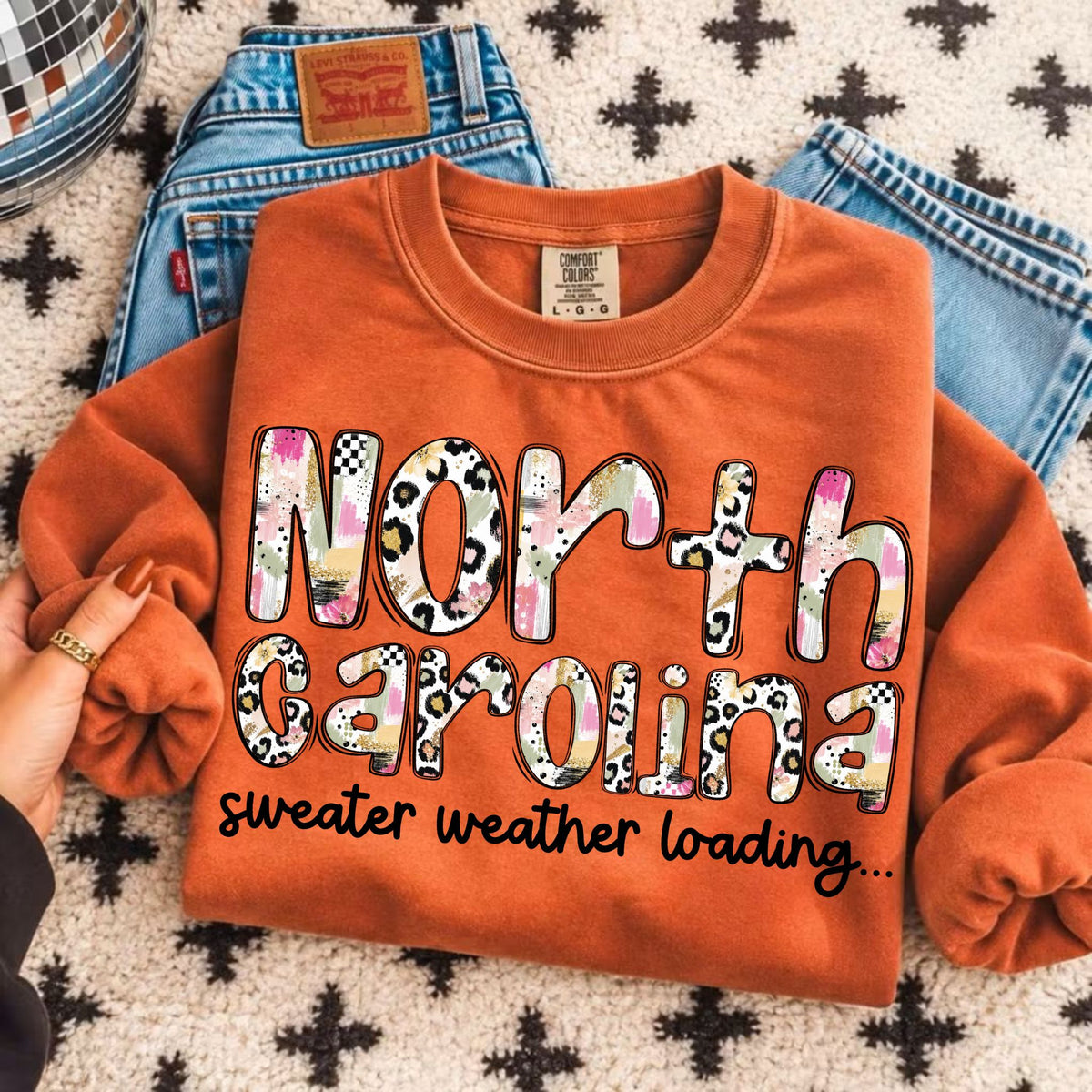 North Carolina sweater weather loading (Vehement) DTF Transfer