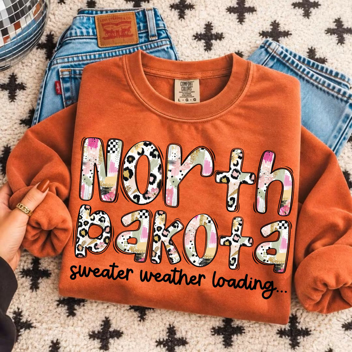 North Dakota sweater weather loading (Vehement) DTF Transfer