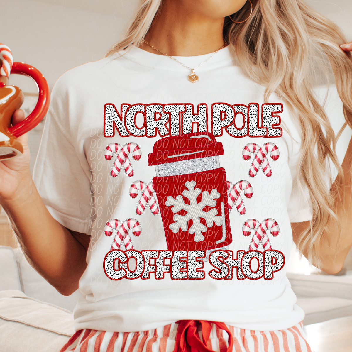 North Pole Coffee Shop Embroidery 66773 DTF transfer