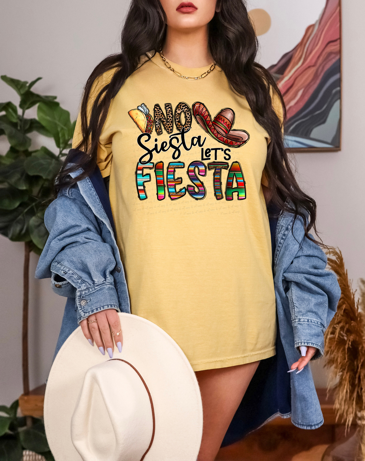 No Siesta Let's Fiesta Tacos and Hat 116255 DTF Transfer