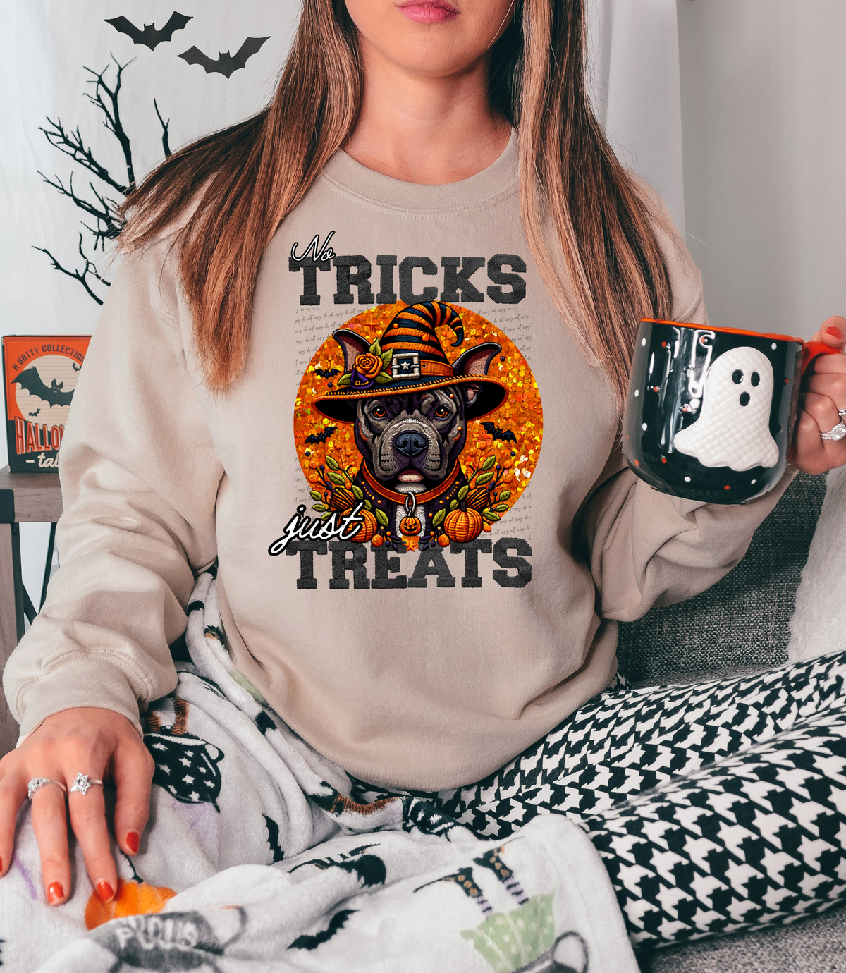 No Tricks Just Treats Brown Pitbull 42812 DTF transfer