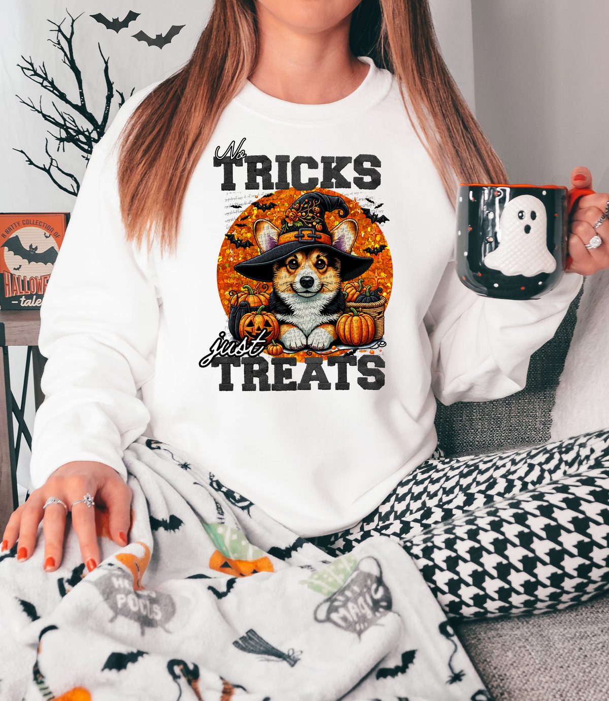 No Tricks Just Treats Corgi 42816 DTF transfer