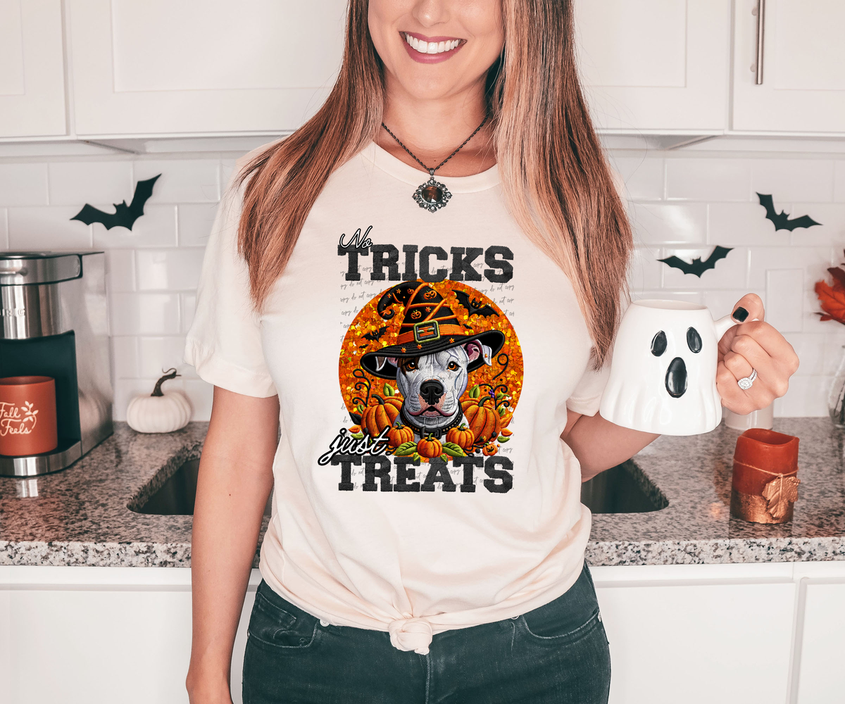 No Tricks Just Treats White Brindle 42829 DTF transfer