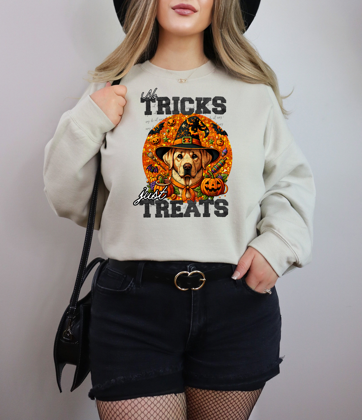 No Tricks Just Treats Yellow Lab 42831 DTF transfer