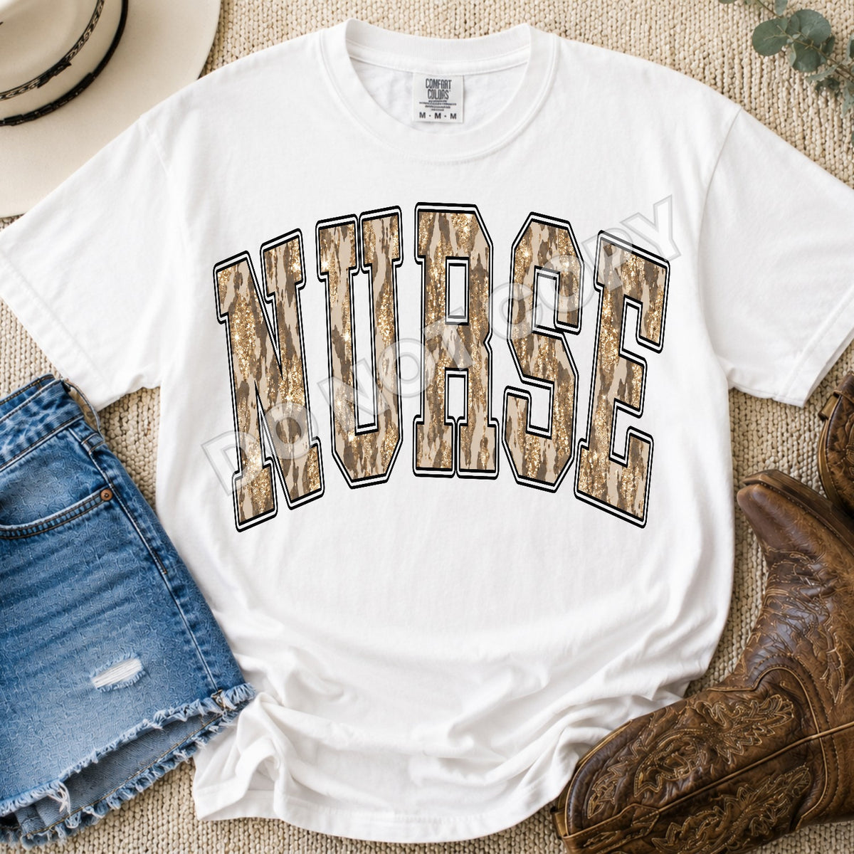 Nurse leopard and gold arched (Parker) DTF Transfer
