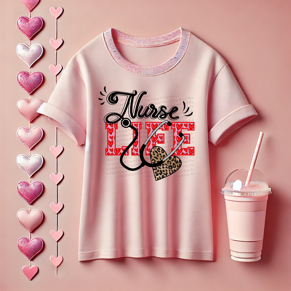 Nurse Life Hearts Leopard 81624 DTF Transfer