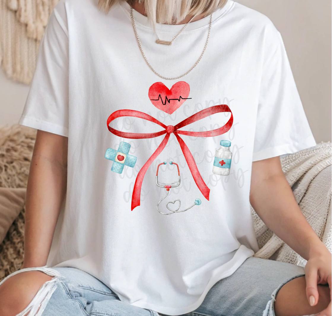 Nurse Items Red Bow (PARKER) 101811 DTF transfer