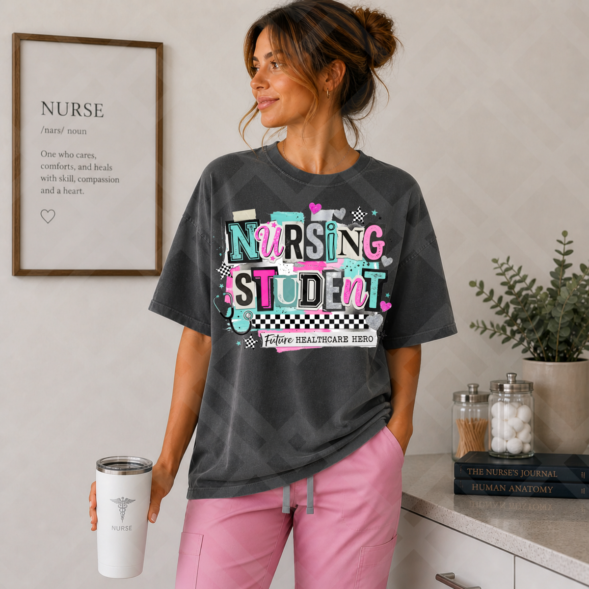 Nursing student bright neon magazine font (Parker) DTF Transfer