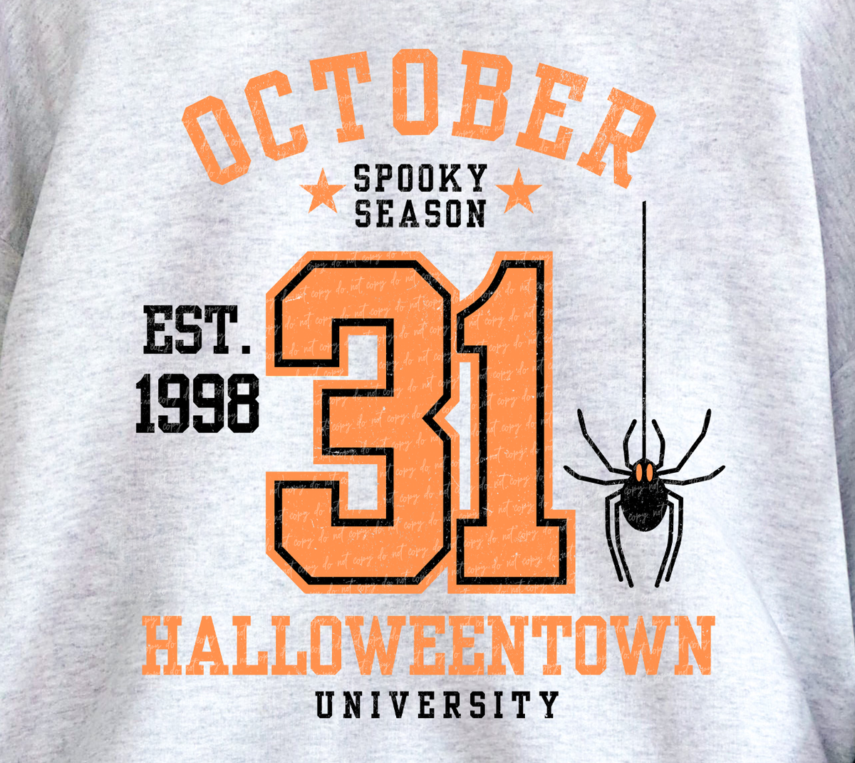 October Spooky Town University BACK PRINT 108410 DTF transfer