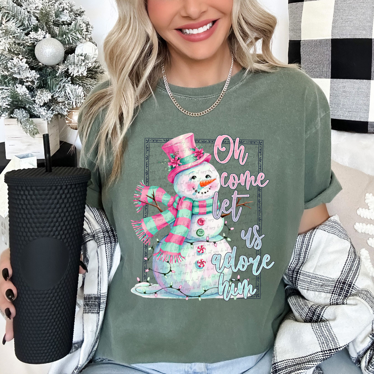 Oh Come Let Us Adore Him Snowman 69418 DTF transfer