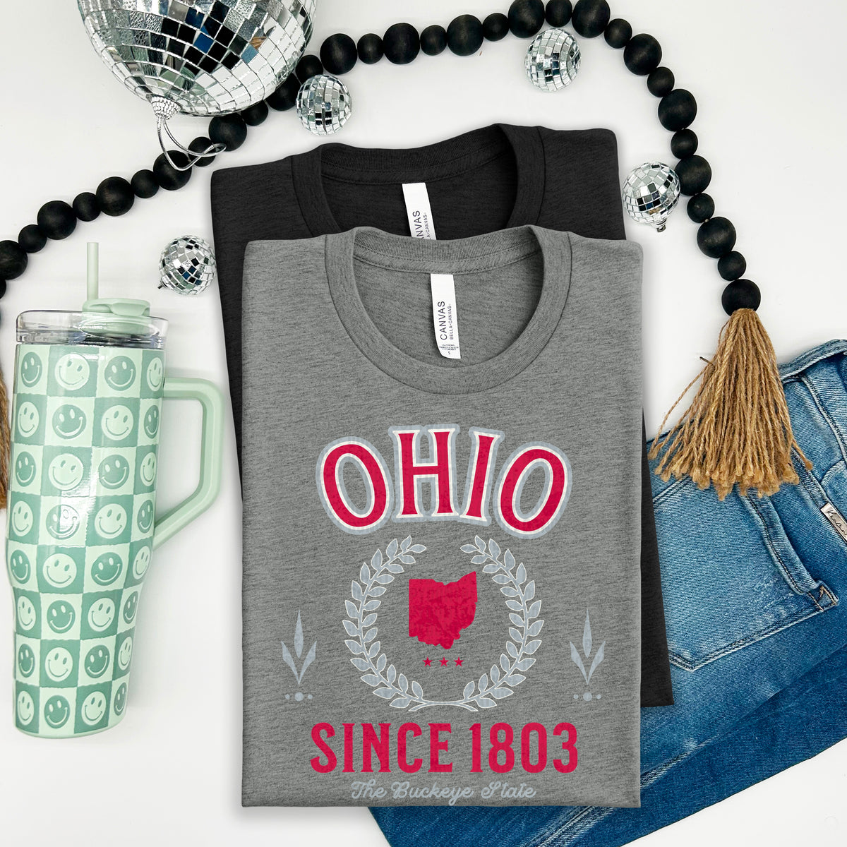 Ohio Varsity Letters RED and WHITE 105098 DTF transfer