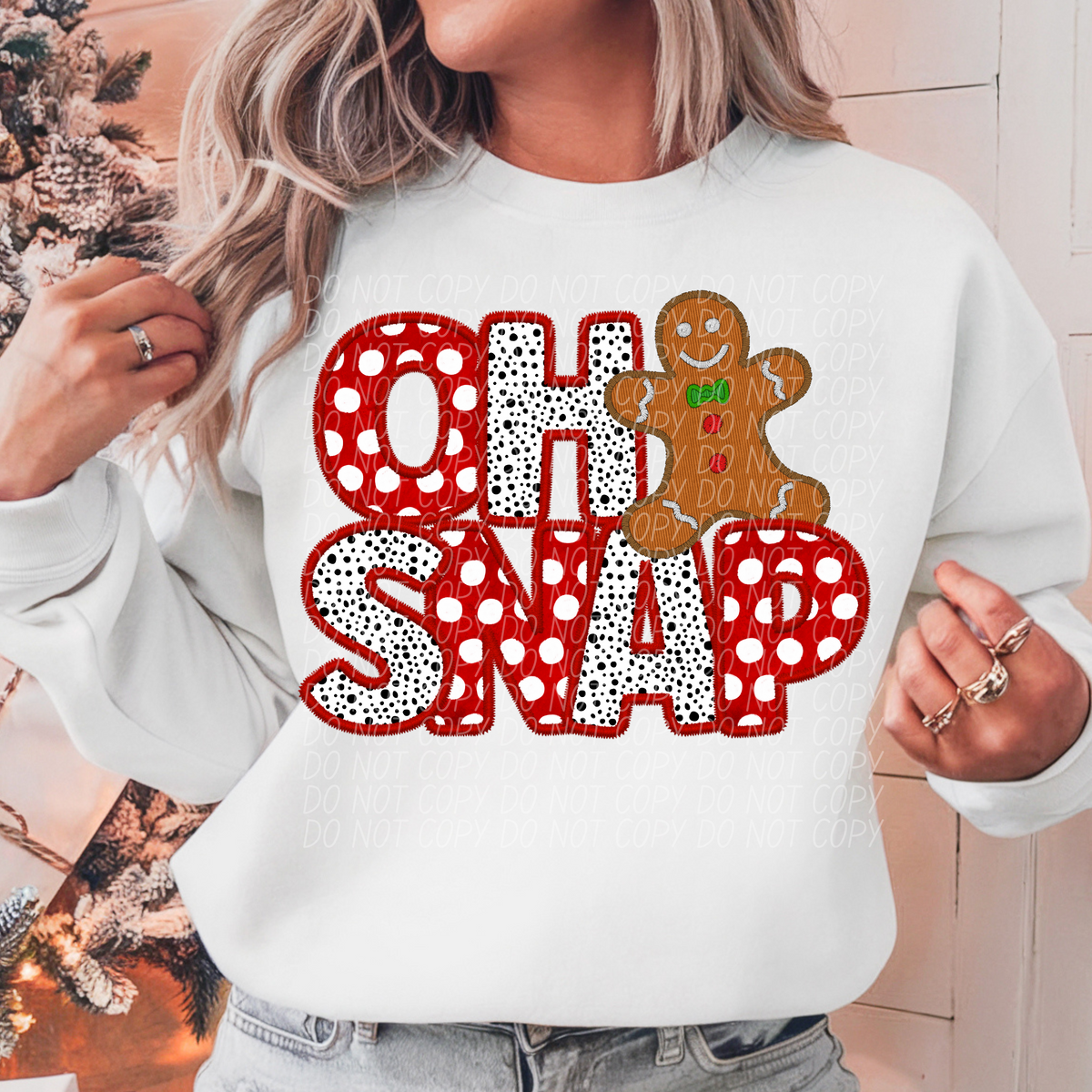 Oh Snap Gingerbread Red Polka 66783 DTF transfer