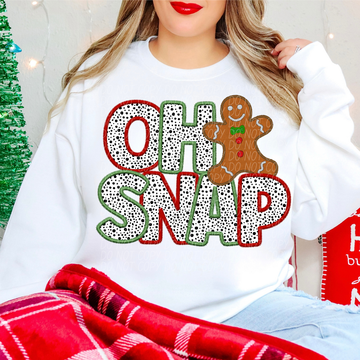 Oh Snap Gingerbread Red Green Font Outline 66786 DTF transfer