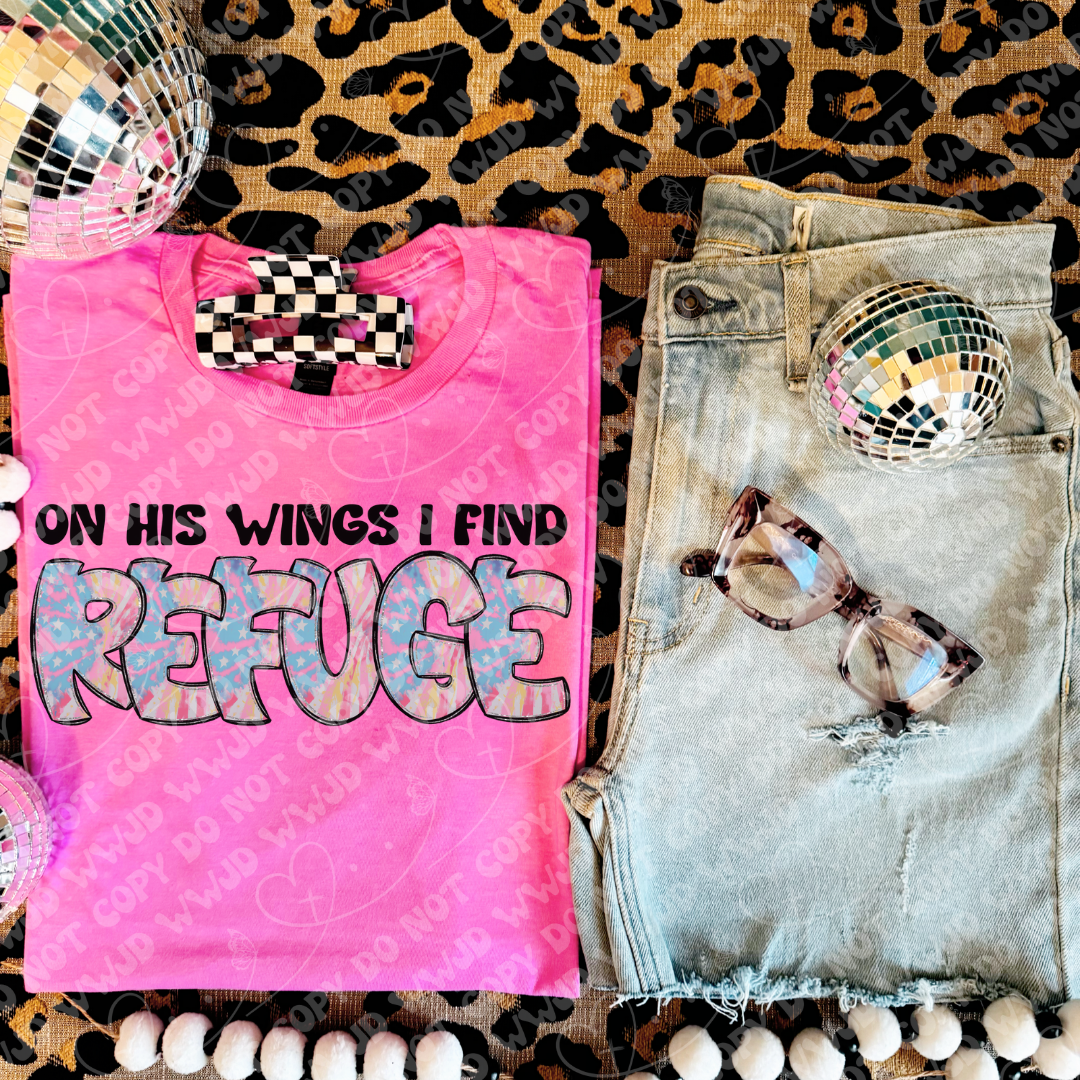 On his wings find refuge 103798 DTF transfer