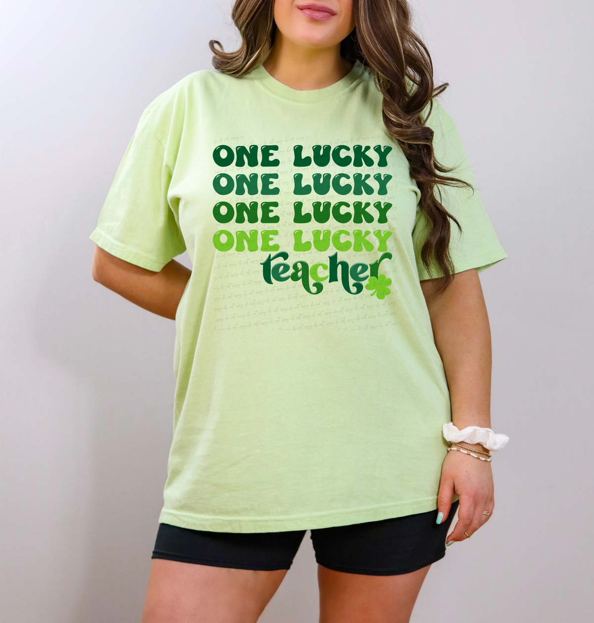 One Lucky Teacher Stacked Clover Leaf 116952 DTF Transfer