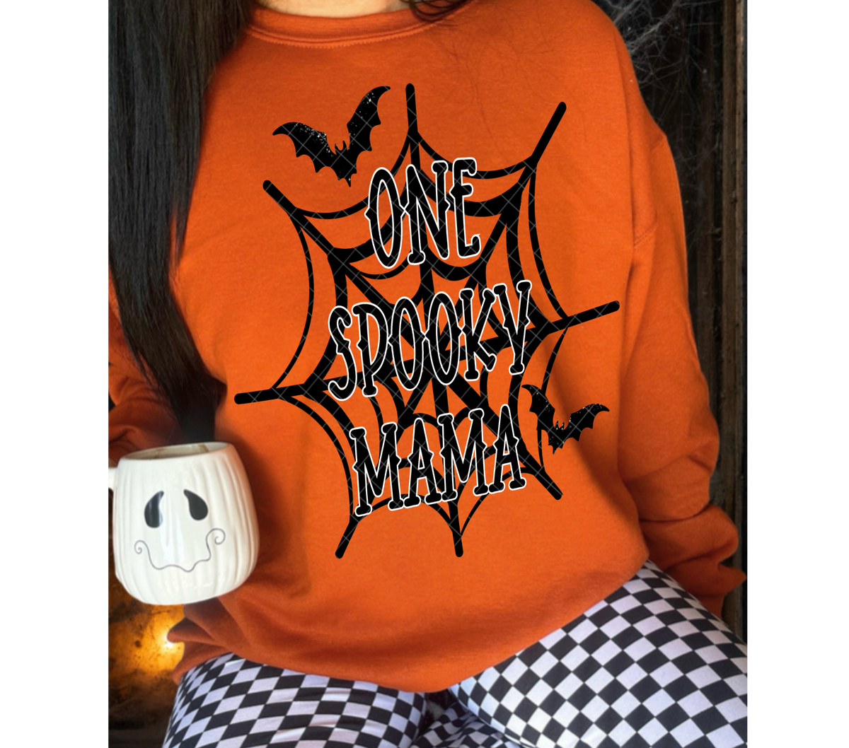 One spooky mama spiderweb BLACK (Linda) DTF Transfer