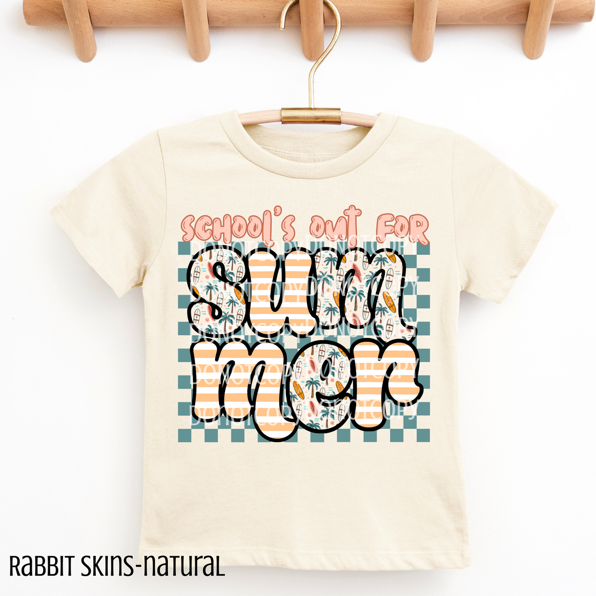 Schools out for Summer Blue Checkered (CSG) 101108 DTF transfer