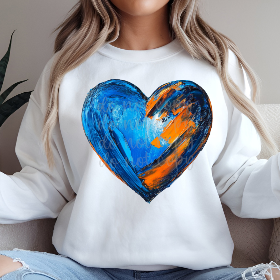 Orange blue heart (Parker)  DTF Transfer