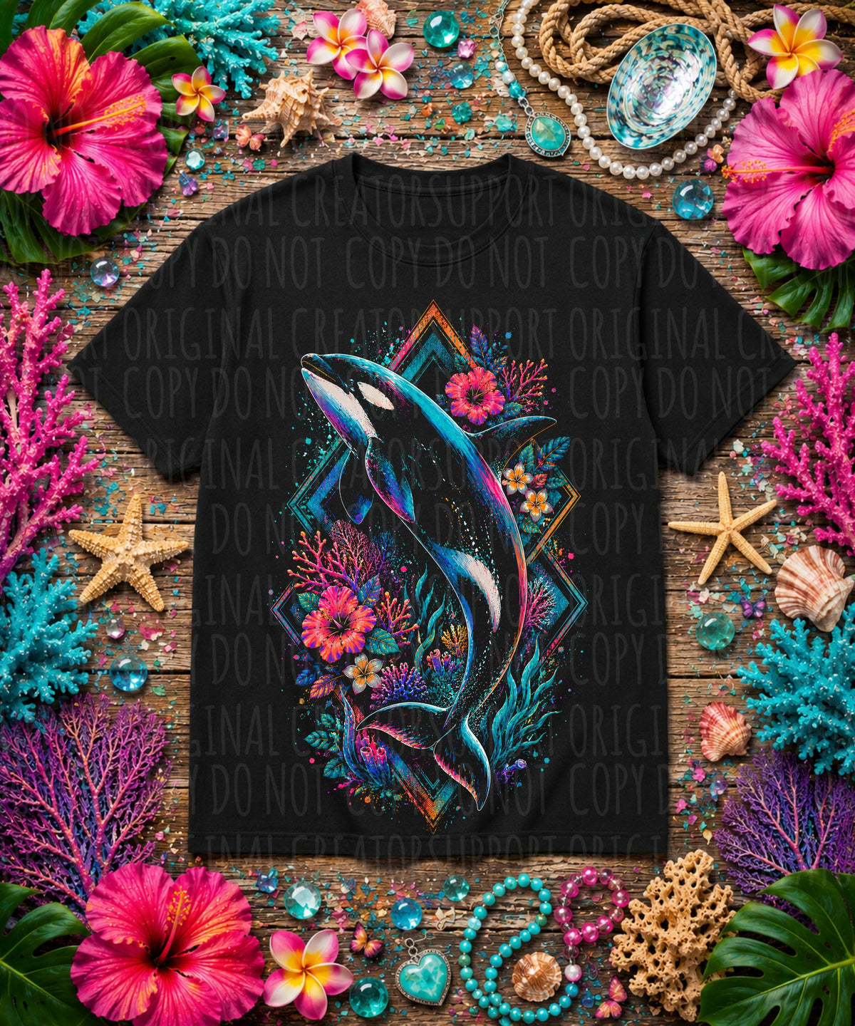 Floral orca (Starlight) DTF Transfer