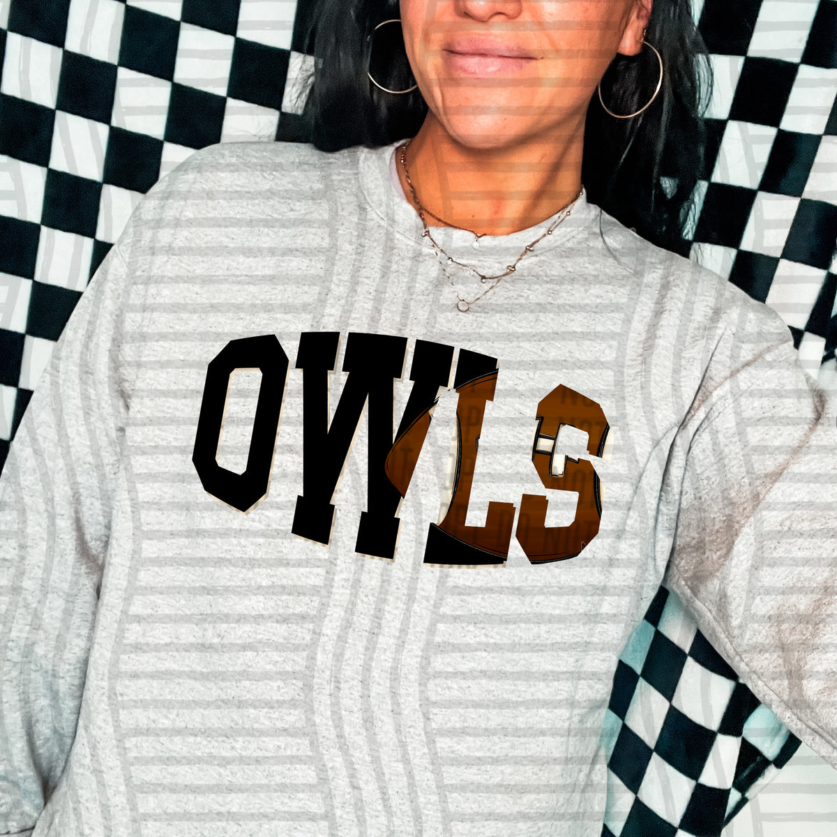 Owls varsity clipped football (Caplinger) DTF transfer