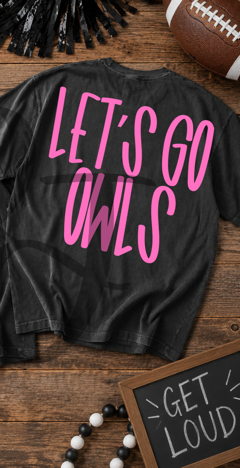 Lets go owls- pink (Parker) DTF Transfer