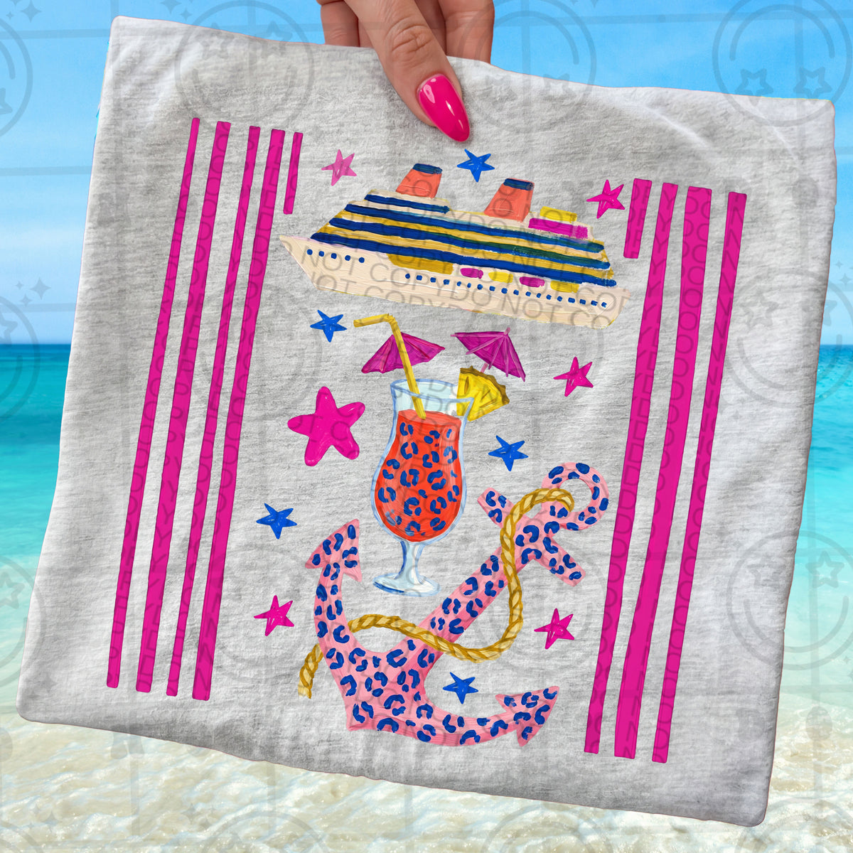 Cruise Ship Items w stripes (HW) DTF Transfer