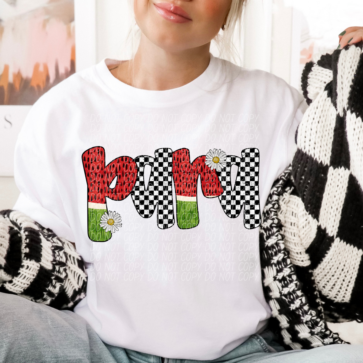 Para Watermelon Checkered Font (City) DTF transfer