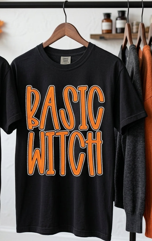 Basic witch orange with white outline (Parker) DTF transfer